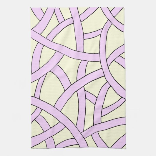 Gestreept ontwerp Roze Crème Theedoek (Verticaal)