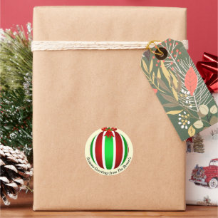 Gestreept Ornament Kerst Ronde Sticker
