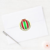 Gestreept Ornament Kerst Ronde Sticker (Envelop)