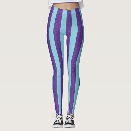 Gestreept paarse leggings (Voorkant)