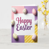 Gestreept Pasen Kaart (Gele Bloem)