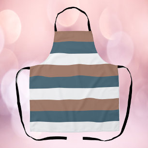 Gestreept patroon Blauwgroen Mocha Wit Schort