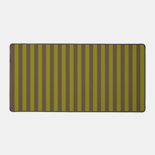 Gestreept patroon in chocoladebruin en olijfgroen bureaumat (Voorkant)