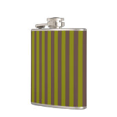 Gestreept patroon in chocoladebruin en olijfgroen heupfles (Links)