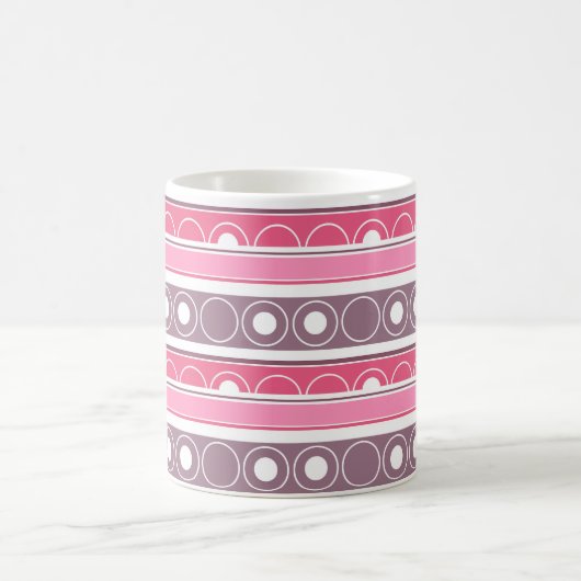Gestreept patroon met cirkels en ringen retro stij koffiemok (Center)