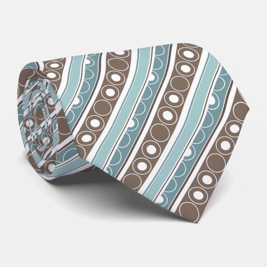 Gestreept patroon met cirkels en ringen retro stij stropdas (Opgerold)
