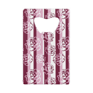 Gestreept patroon met rozen kredietkaart flessenopener