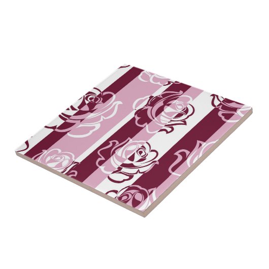 Gestreept patroon met rozen tegeltje (Zijkant)