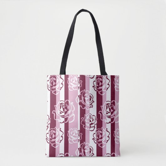Gestreept patroon met rozen tote bag (Voorkant)