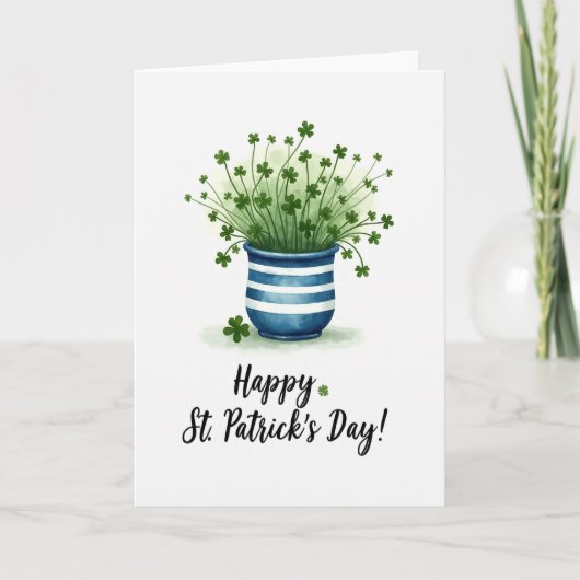 Gestreept Pot Shamrocks St. Patricks Kaart (Voorkant)