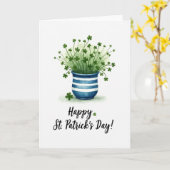Gestreept Pot Shamrocks St. Patricks Kaart (Gele Bloem)