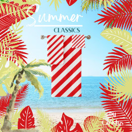 Gestreept rood en wit bad handdoek