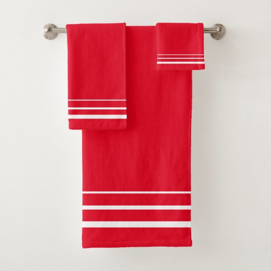 Gestreept rood en wit bad handdoek (Insitu)