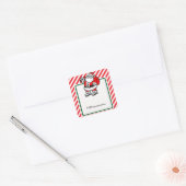 Gestreept Rood Kerstfeest Cadeau Uitwisseling Fees Vierkante Sticker (Envelop)