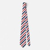 Gestreept rood wit en blauw 2 Gold Star-schuin Stropdas (Voorkant)