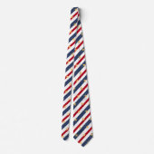 Gestreept rood wit en blauw 2 Gold Star-schuin Stropdas (Achterkant)