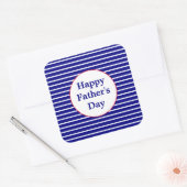 Gestreept Rood, Wit en Blauw Happy Vaderdag Vierkante Sticker (Envelop)