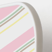 Gestreept Roze Geel Groen Wit Lichtbruin Monogram Pickleball Paddle (Links Detail)