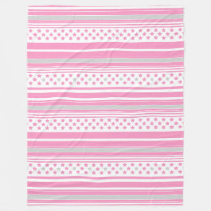 Gestreept roze patroon met sterren fleece deken