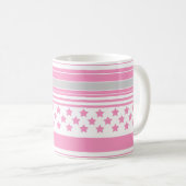 Gestreept roze patroon met sterren koffiemok (Voorkant rechts)