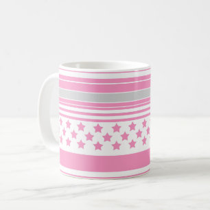 Gestreept roze patroon met sterren koffiemok