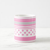 Gestreept roze patroon met sterren koffiemok (Center)