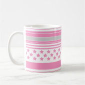 Gestreept roze patroon met sterren koffiemok (Links)