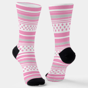 Gestreept roze patroon met sterren sokken