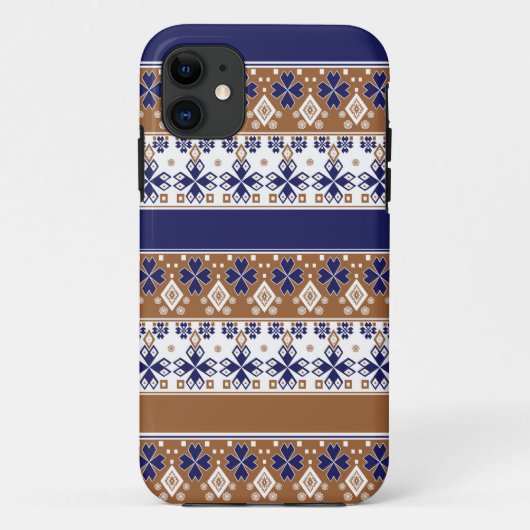 Gestreept Scandinavisch patroon bruin blauw Case-Mate iPhone Case (Achterkant)