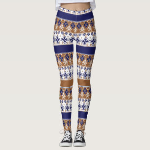 Gestreept Scandinavisch patroon bruin blauw Leggings