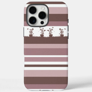 Gestreept Silhouetpatroon Kuipplanten iPhone 16 Pro Max Hoesje