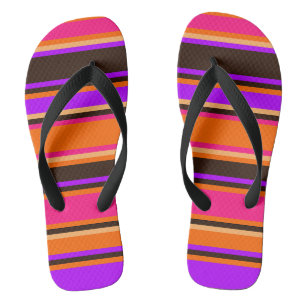 Gestreept Sinaasappel, Magenta & Paarse Unisex Tee Teenslippers
