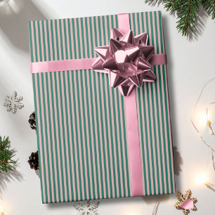 Gestreept Smaragdgroen Roségoud Kerst Feestdagen Cadeaupapier