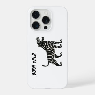 Gestreept Tijger Illustratie – Minimalistische Fol iPhone 15 Pro Hoesje