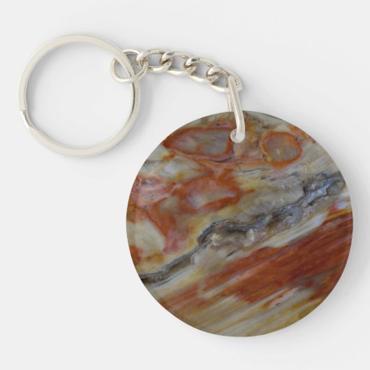 Gestreept versteend hout sleutelhanger (Voorkant)