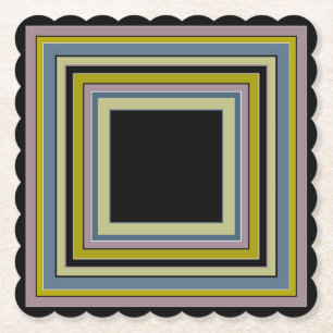 Gestreept Vierkant Klassiek Grijs Olijf Patroon Kartonnen Onderzetters