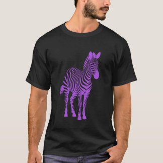 Gestreept Zebra Paars Cool Uitknip Selhouet T-shirt