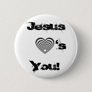 gestreept zwart hart, Jezus! Ronde Button 5,7 Cm