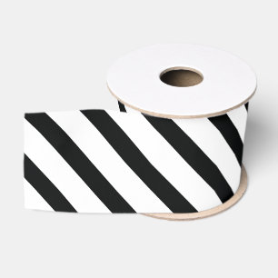 Gestreept (zwart & wit diagonaal) elke maat grosgrain lint