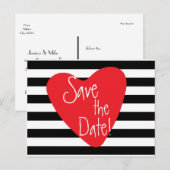 Gestreept Zwart Wit Rode Hart Ansichtkaart Aankondigingskaart (Voorkant / Achterkant)