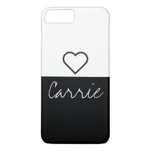 Gestreept zwart & wit    tekst en lettertype 	iPhone 8 plus / 7 plus hoesje