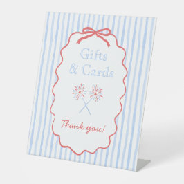 Gestreepte 4 juli geschenken en Kaarten teken Reclamebord Met Voetstuk