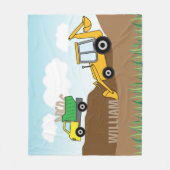 Gestreepte backhoe en Dump Truck Fleece Deken (Voorkant)