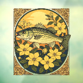 Gestreepte basrotsbaars en gele jasmijnbloemen raamsticker (Vel 3)