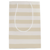 Gestreepte Beige Ivoor Elegant Medium Gift Bag Medium Cadeauzakje (Voorkant)