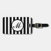 Gestreepte Black White - aangepast monogram Bagage Bagagelabel (Voorkant horizontaal)