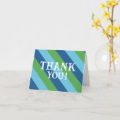 Gestreepte Blauw en Groen Gevouwen Dank u Noteer K Kaart (Gele Bloem)