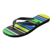 Gestreepte blauwe, Limoen en gele unisex Teenslipp Teenslippers (Schuin)