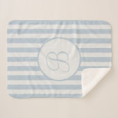 Gestreepte blauwe mist van wit monogram sherpa deken (Voorkant (horizontaal))