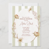 Gestreepte Bloemen Bruids Douche Uitnodiging (Voorkant)